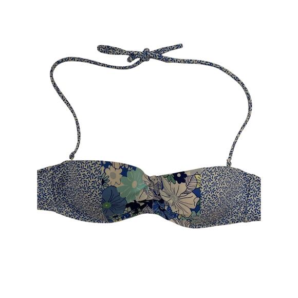 Victoria Victoria's Secret Blue Floral Halter Swimsuit Bikini Top Size 34 B EUC - Picture 2 of 12